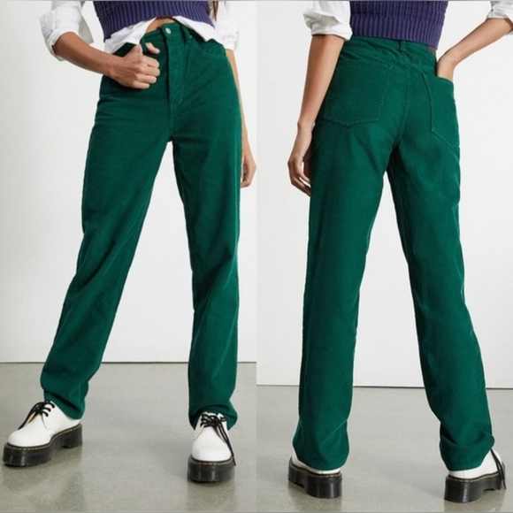 PacSun Denim - PacSun Green Corduroy Dad Jeans High Rise Button Fly Size: 22